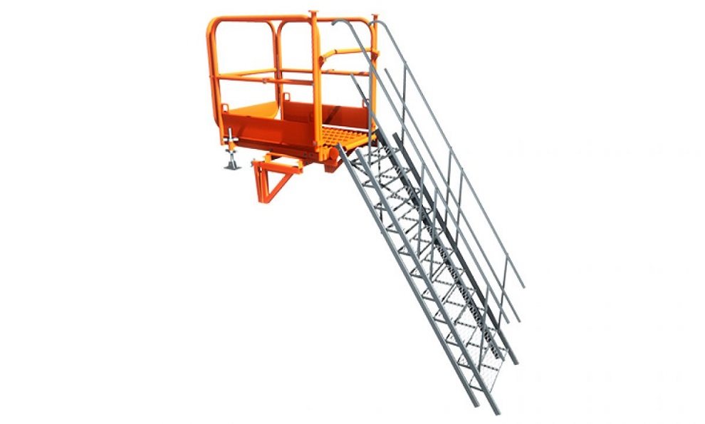 Staircase or stairwell access for construction sites with an excavation